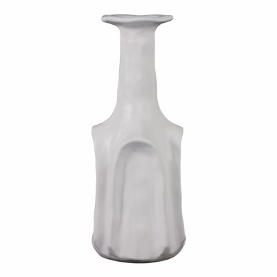 18" White Four Sided Decorative Ceramic Vase