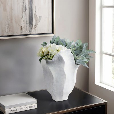17" Ivory Folds Decorative Porcelain Vase
