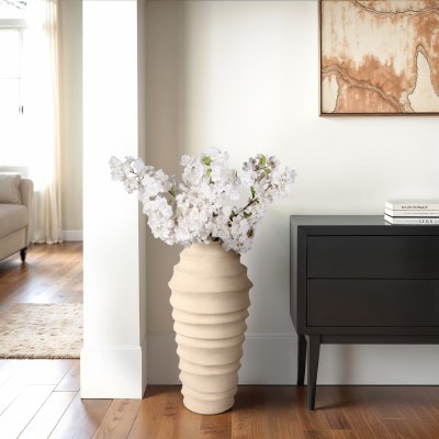 28" Cream Rings Ecomis Floor Vase
