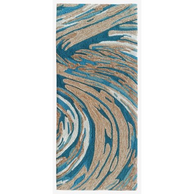 2' x 5' Aqua Big Wave Rug