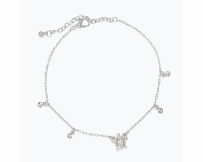 Silver Toned Sea Turtle Bling Anklet