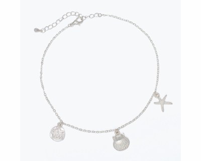 Silver Toned Sealife Charms Anklet
