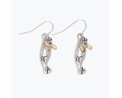 Silver and Gold Toned Manatee Earrings
