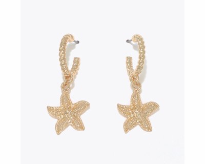 Gold Toned Starfish Hoop Earrings