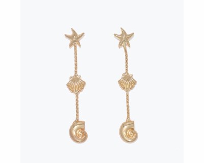 Gold Toned Sealife Drop Earrings