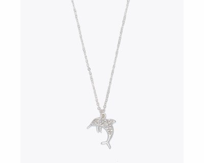 Silver Toned Bling Dolphin Necklace