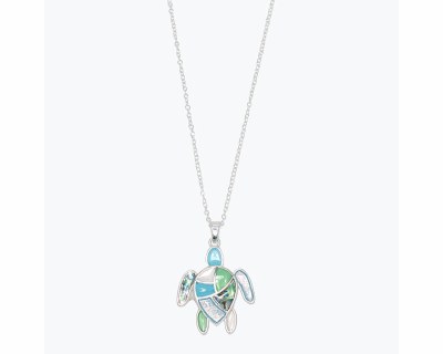 Silver Toned and Multicolor Sea Turtle Necklace