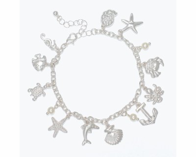 Silver Toned Sea Life Charms Bracelet