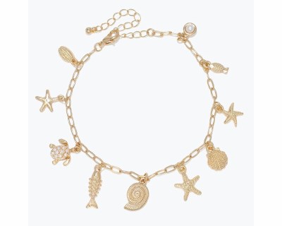 Gold Toned Sea Life Charms Bracelet