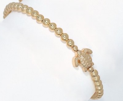 Gold Toned Sea Turtle Bead Bracelet