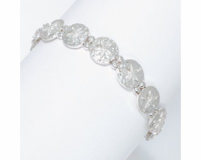 Silvrer Toned Hammered Sand Dollar Bracelet