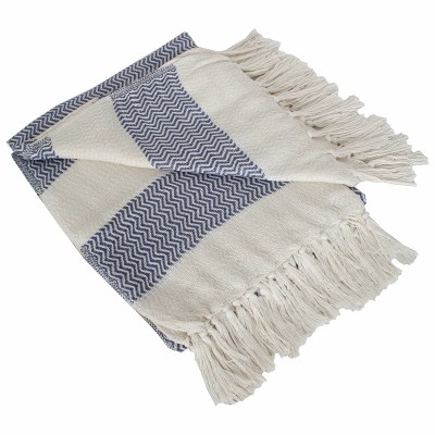 50 x 60" Light Blue Stripes Indoor/Outdoor Throw Blanket