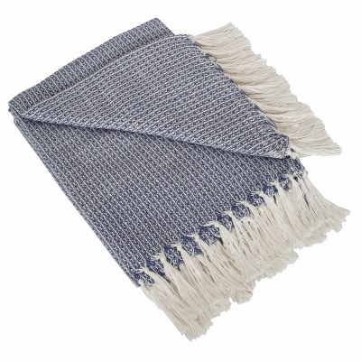 50 x 60" Blue and White Mini Stripes Indoor/Outdoor Throw Blanket