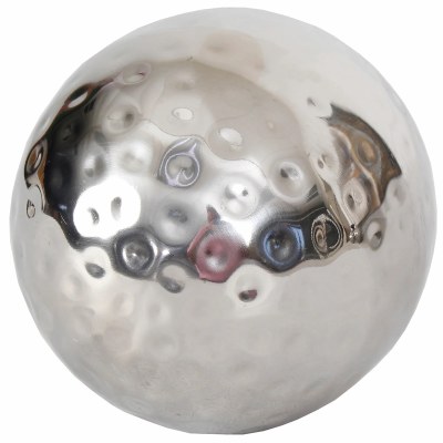 4" Round Shiny Silver Dimpled Metal Orb