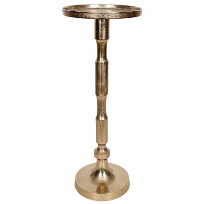 10" Round Gold Metal Column End Table