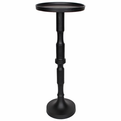 10" Round Black Metal Column End Table