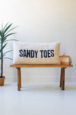 14" x 28" "Sandy Toes" Decorative Coastal Hooked Pillow