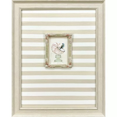 28" x 22" Bird Standing on a Nautilus Shell Coastal Print Framed