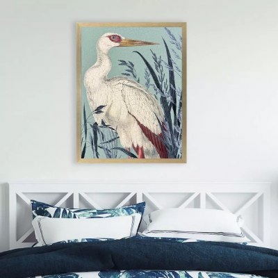 51" x 39" Coastal Stork Framed Print Under Glass