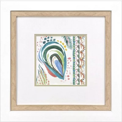 18" Sq Multicolor Mussel Shell Coastal Framed Print Under Glass