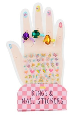 Pink Rings and Nail Stickers Set by Mud Pie