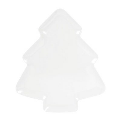 16" x 14" White Melamine Christmas Tree Serving Platter