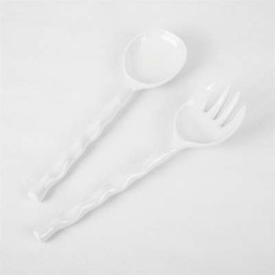 11" White Melamine Salad Server Set