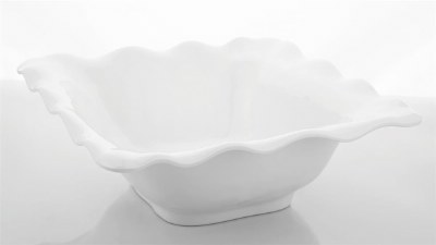 12" Sq White Ruffle Melamine Bowl