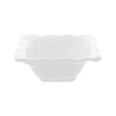 5" Sq White Ruffle Melamine Bowl