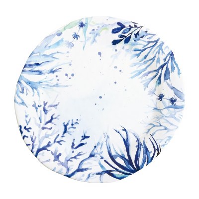 11" Round Blue Sea Life Melamine Plate
