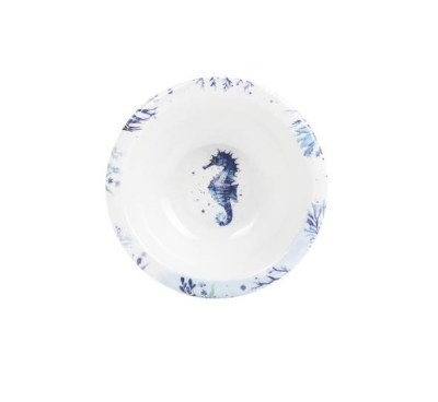3" Round Blue Seahorse Melamine Bowl
