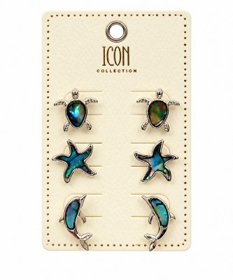 Set of Three Abalone Sea Life Earrings