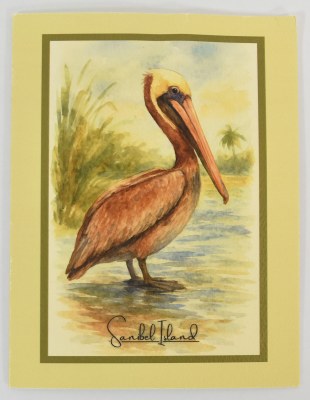 Box of 10 Sanibel Island Brown Pelican Coastal Note Cards