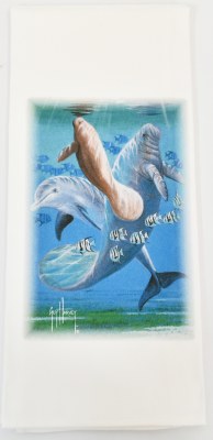 26" x 16" Guy Harvey Manatees and Dolphin Coastal Kitchen Towel