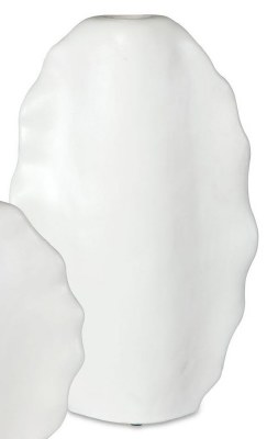 16" White Oval Wavy Decorative Vase