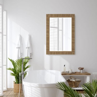 35" x 25" Brown Beveled Wrap Frame Mirror
