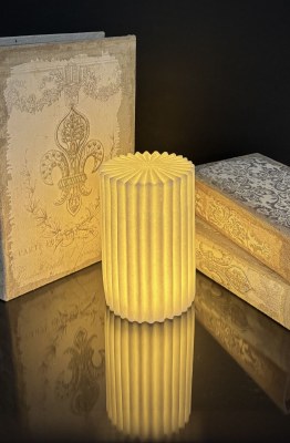 3.75" x 6" Ivory Aurora Column Table Lamp