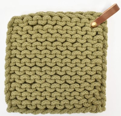 8" Sq Olive Green Cotton Pot Holder