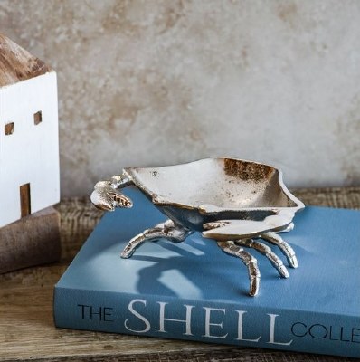 8" Silver Metal Crab Bowl