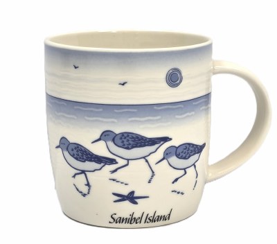 14 Oz "Sanibel Island" Blue Sandpipers Mug