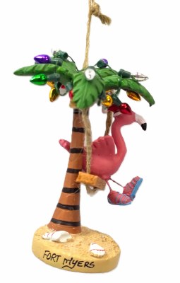 4" Fort Myers Flamingo Swing in Palm Ornament