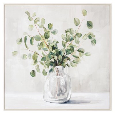 32" Sq Eucalyptus Leaves in a Vase 1 Framed Botanical Canvas
