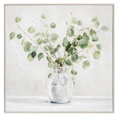32" Sq Eucalyptus Leaves in a Vase 2 Framed Botanical Canvas