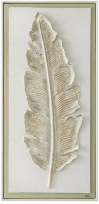 52" x 25" 3D Beige Tropical Leaf 2 Framed Canvas