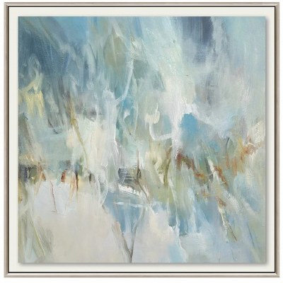 36" Sq Blue at the Top Abstract Framed Canvas