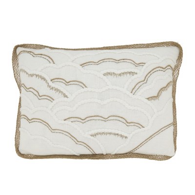 12" x 18" Ivory and Natural Clouds Scalloped Pillow