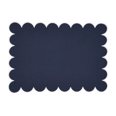 14" x 20" Navy Blue and White Scallop Edge Placemat