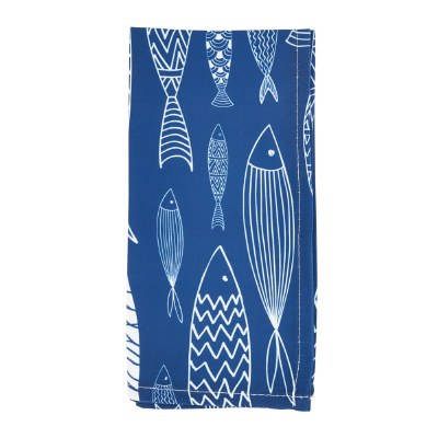 20" White Fish on Dark Blue Coastal Fabric Napkin