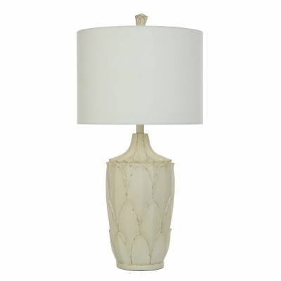 32" Distressed White Petals Table Lamp