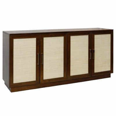 71" Brown Four Woven Door Credenza